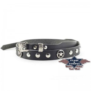 Stars & Stripes - Hat Band - Black Leather Star