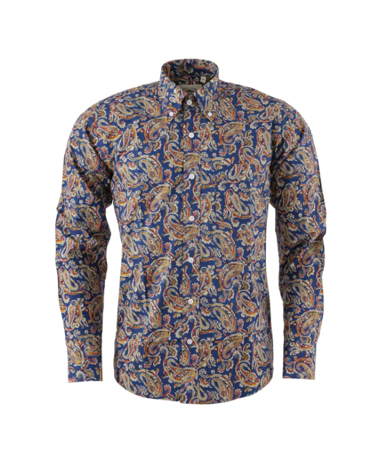 Relco Men's Shirt Red and Blue Paisley