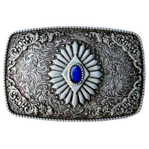 Belt Buckle - Silver Burst with Blue Stone Belt Buckle - Silver Burst with Blue Stone