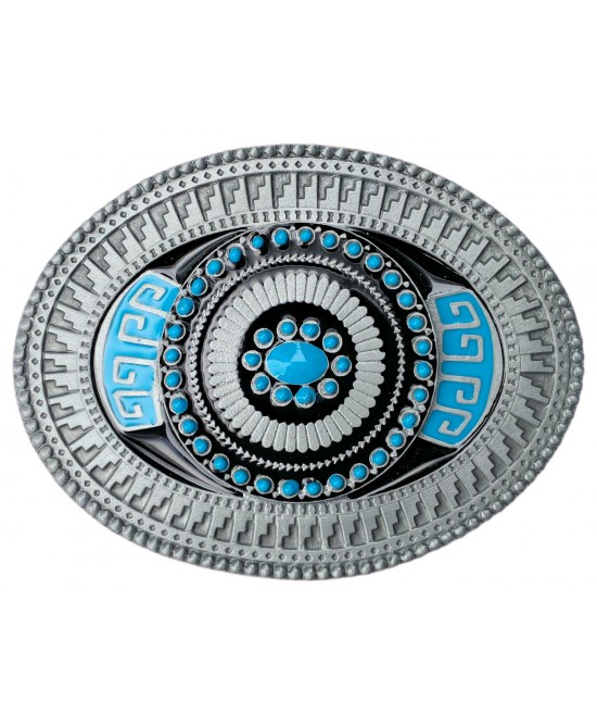 Belt Buckle - Aztec Oval Turquoise Belt Buckle - Aztec Oval Turquoise