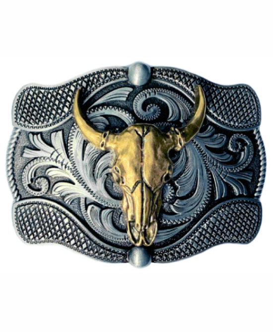 Belt Buckle - Western Shorthorn Skull