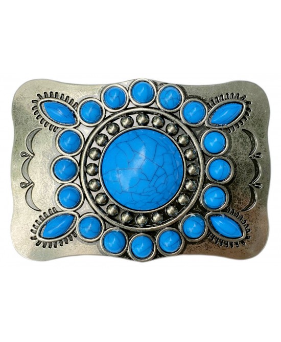 Belt Buckle - Turquoise Imitation Round Stone Belt Buckle - Turquoise Imitation Round Stone