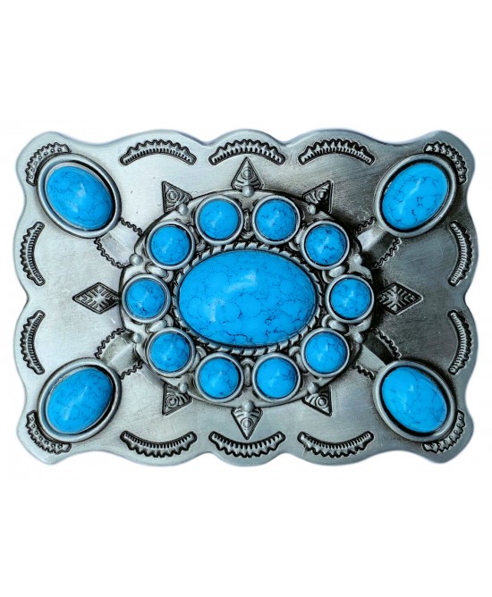 Belt Buckle - Turquoise Imitation Stone