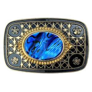 Belt Buckle - Blue Shell Gold