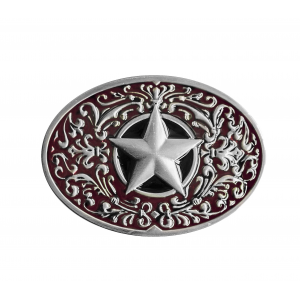 Belt Buckle - Texas Star Burgundy Belt Buckle - Texas Star Burgundy