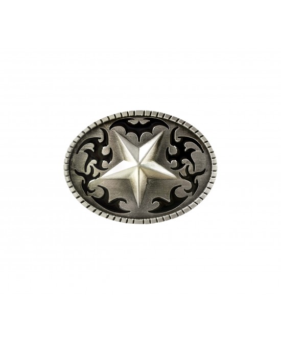 Belt Buckle - Texas Star Black Silver