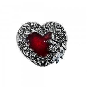 Belt Buckle - Red Heart Scroll Belt Buckle - Red Heart Scroll