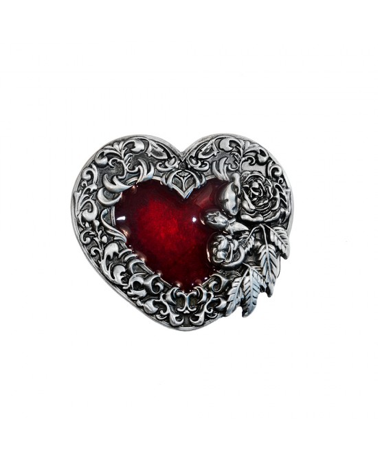 Belt Buckle - Red Heart Scroll Belt Buckle - Red Heart Scroll