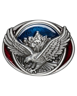 Belt Buckle - Eagle and Mountains Red and Blue