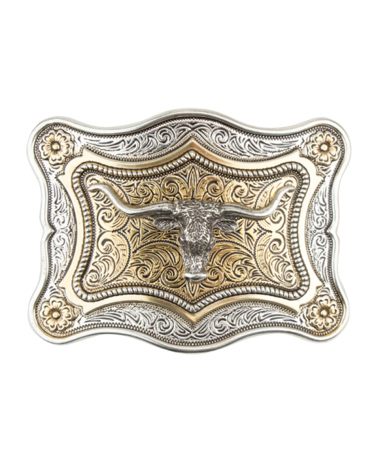 Belt Buckle - Steer Head Gold Silver