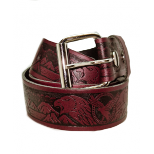 Leather Belt - Eagles Burgundy Leather Belt - Eagles Burgundy