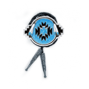 Bolo Tie - Aztec Blue Silver Bolo Tie - Aztec Blue Silver
