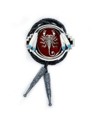 Bolo Tie - Scorpion Silver Feather