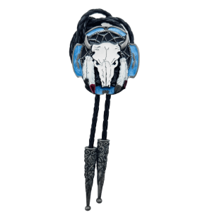 Bolo Tie - Steer Skull Blue Black Bolo Tie - Steer Skull Blue Black