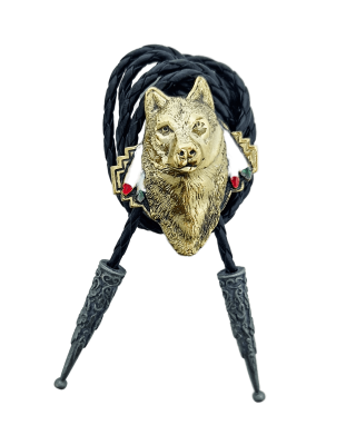 Bolo Tie - Wolf Gold