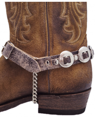 Boot Straps - Concho Stressed Brown Leather