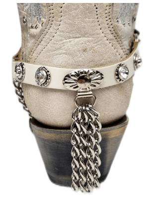 Boot Straps - Crystal Cream with Chains