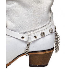 Boot Straps - Crystal White with Chains