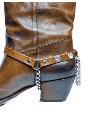 Boot Straps - Crystal Distressed Tan with Chains