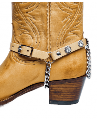 Boot Straps - Crystal Beige with Chains
