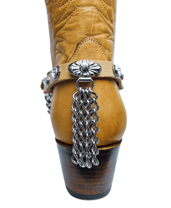 Boot Straps - Crystal Beige with Chains