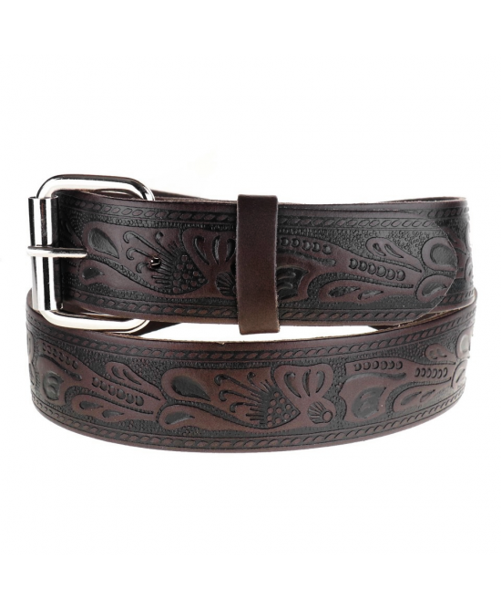 Leather Belt - Scroll Heat Brown