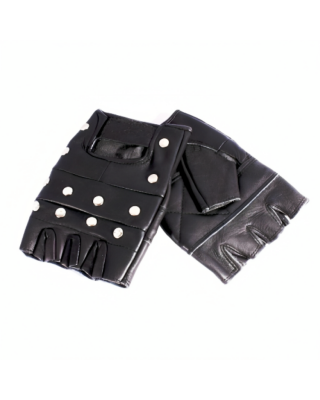 Studded Leather Fingerless Gloves