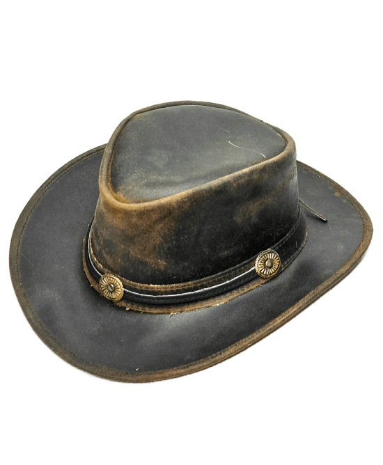 Leather Western Hat - Distressed Brown