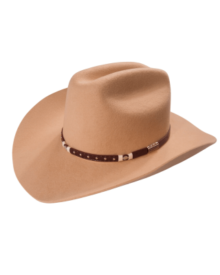 Wool Felt Western Tan Hat - Cognac Hatband