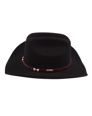 Wool Felt Western Black Hat - Cognac Hatband