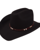 Wool Felt Western Black Hat - Cognac Hatband