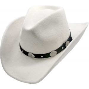 Wool Felt Western White Concho Hat