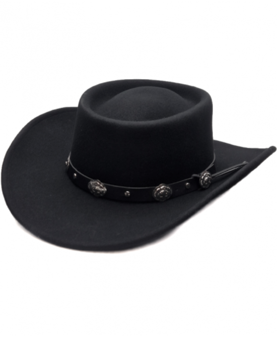 Wool Felt Western Gambler Concho Hat