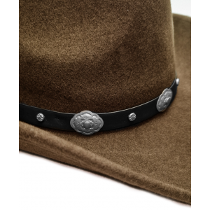 Wool Felt Western Brown Concho Hat
