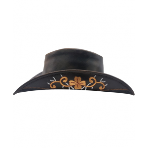 Leather Western Hat - Flowers