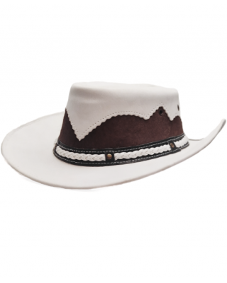 Leather Cowhide Western Hat - White