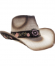 Straw Western Hat Flowers Beige