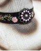 Straw Western Hat Flowers Beige