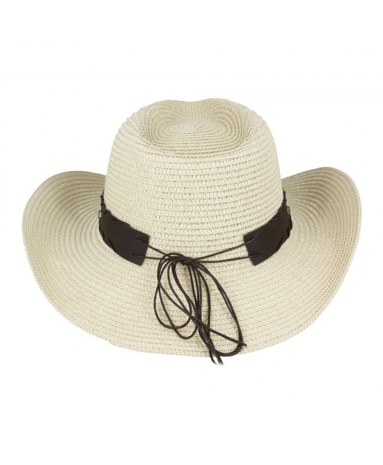 Straw Western Hat - Longhorn with Brown Hatband Straw Western Hat - Longhorn with Brown Hatband