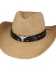 Straw Western Hat - Steer with Brown Hatband Straw Western Hat - Steer with Brown Hatband