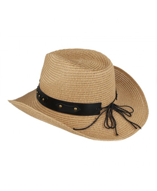 Straw Western Hat - Steer with Brown Hatband Straw Western Hat - Steer with Brown Hatband