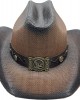 Straw Western Eagle Hatband Brown