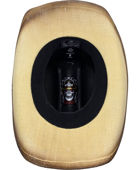 Straw Western Eagle Hatband Cream