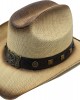 Straw Western Eagle Hatband Cream