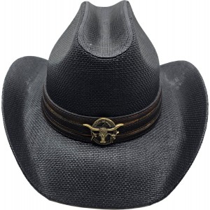 Straw Western Hat Longhorn Hat Band Black