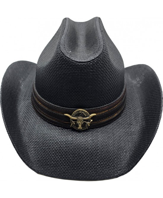Straw Western Hat Longhorn Hat Band Black