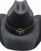 Straw Western Hat Longhorn Hat Band Black