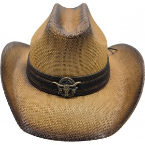 Straw Western Hat Longhorn Hat Band Brown