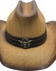 Straw Western Hat Longhorn Hat Band Brown