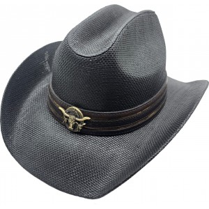 Straw Western Hat Longhorn Hat Band Black